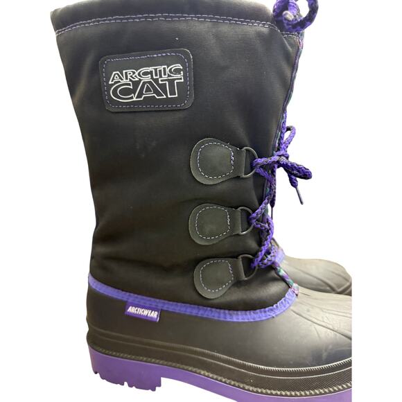 VTG Arctic Cat Womens 7 Snowmobile Boots Black & Purple-Insulated Good Condition - Picture 6 of 7